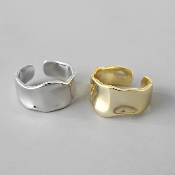 Jewelry - NEW Gold/Sterling Silver Open Wave Adjustable Ring